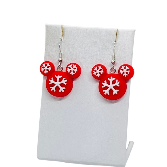 Christmas Mickey Snowflake Holiday Earrings - Picture 6 of 6